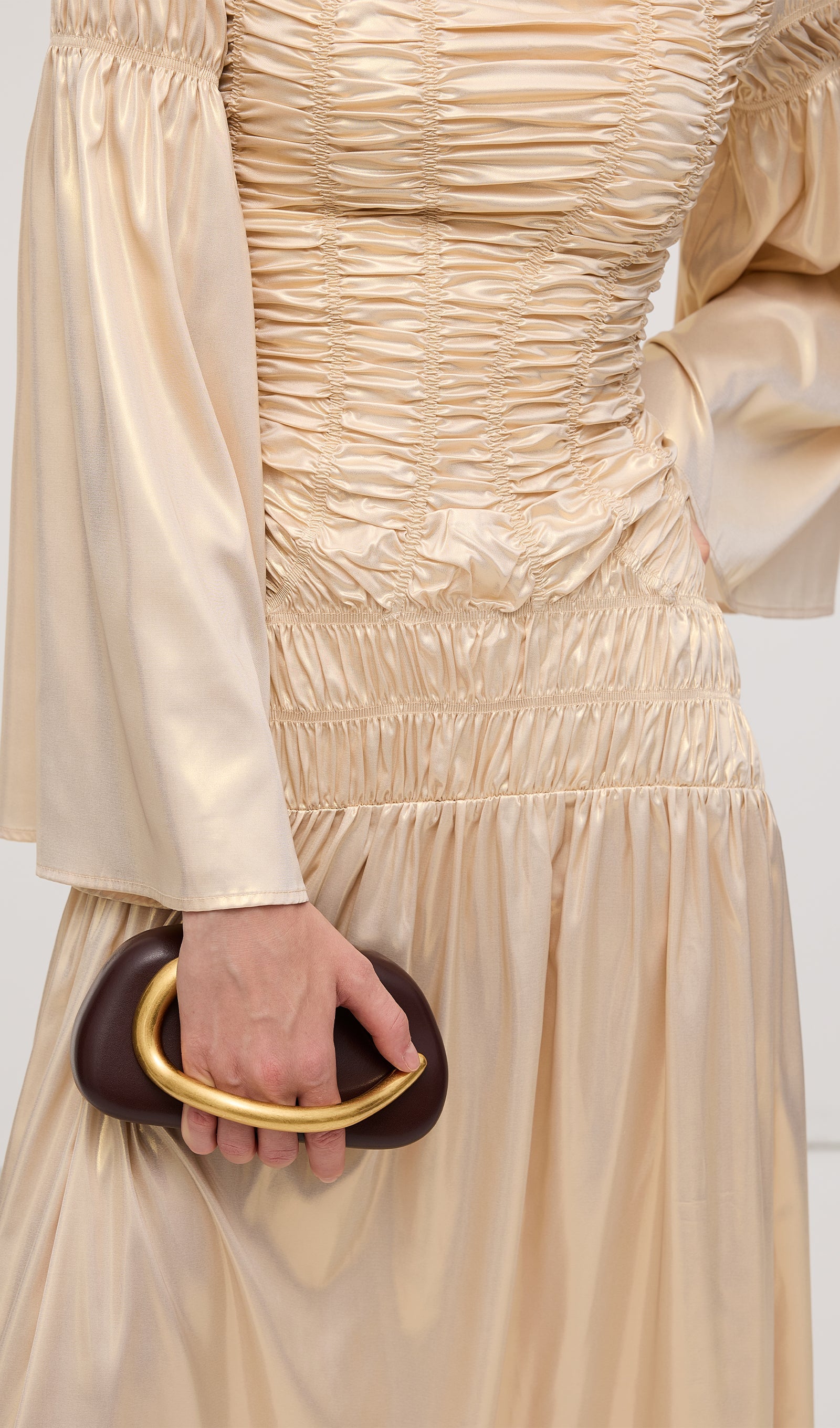 Metallic Elasticated Gathers Maxi Dress