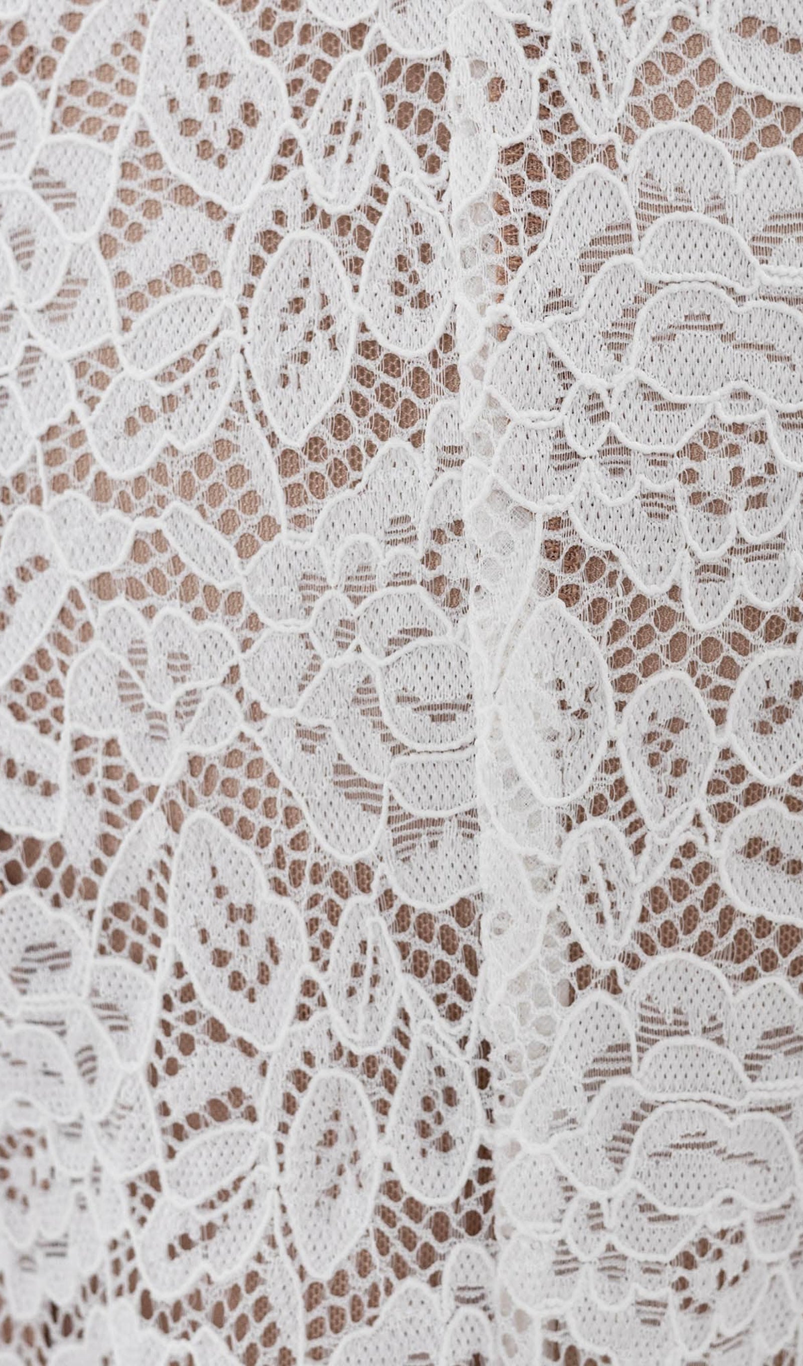 Guipure Midi Dress With High Collar