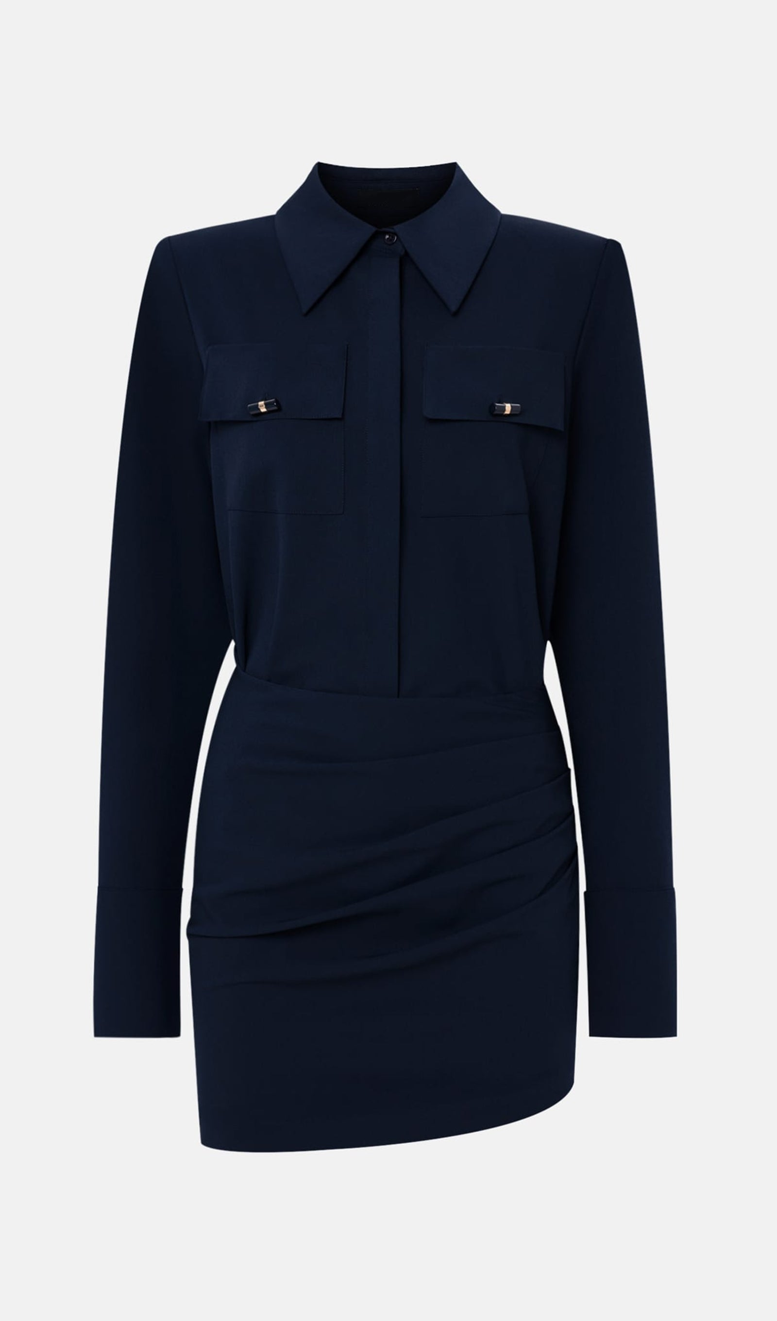 Lapel Collar And Draped Set Mini Dress