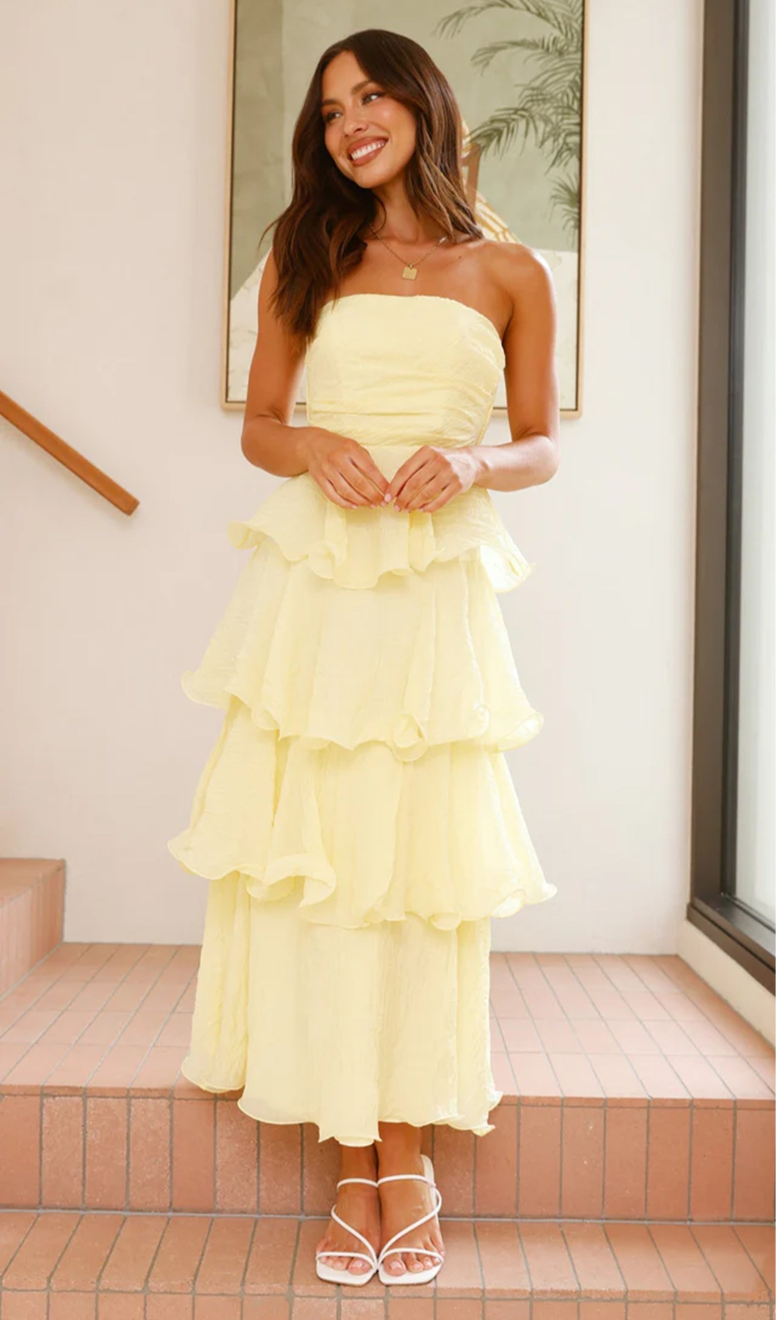 Strapless Layered Midi Dress