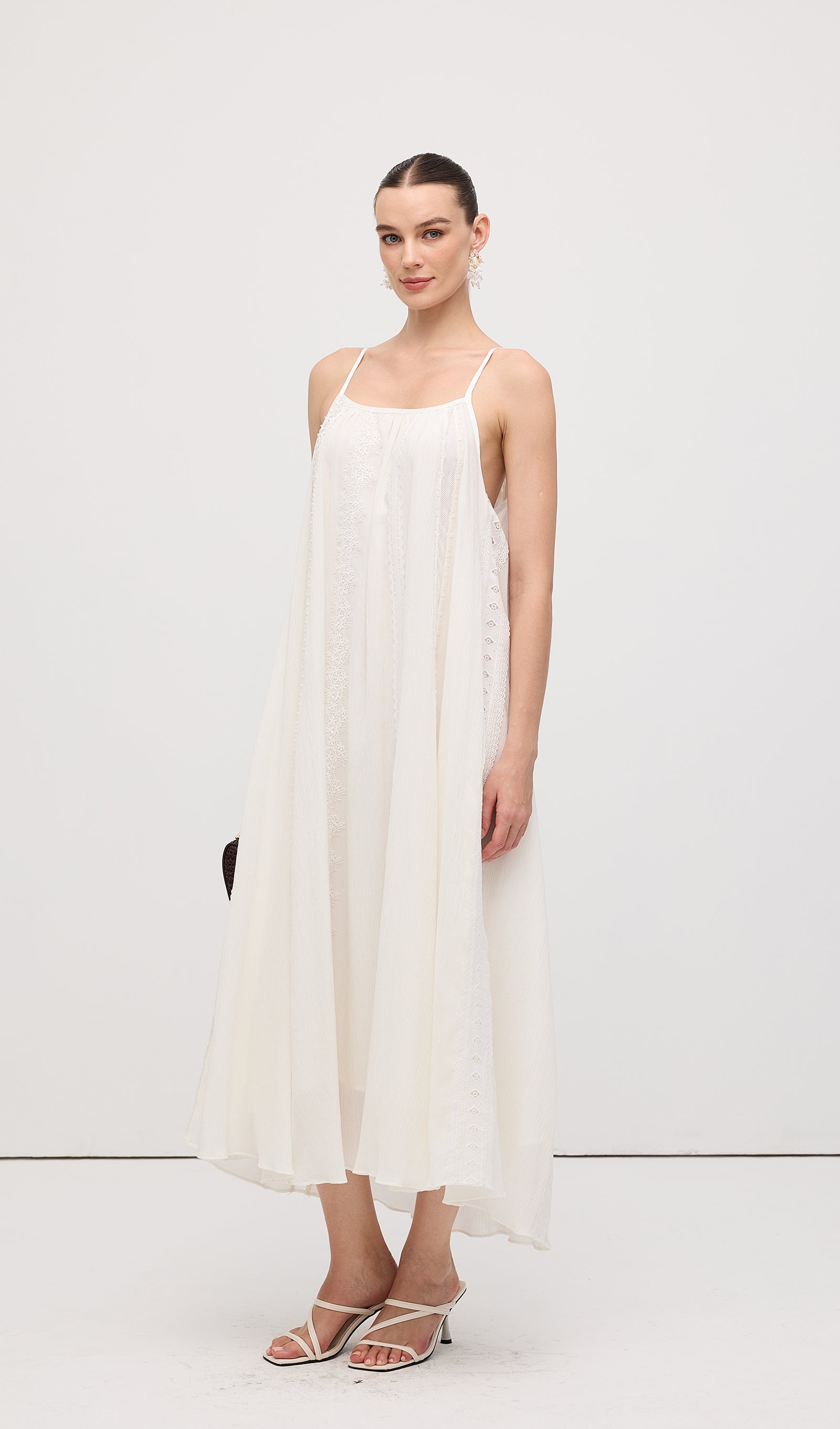 Embroidered Cotton And Linen Midi Dress