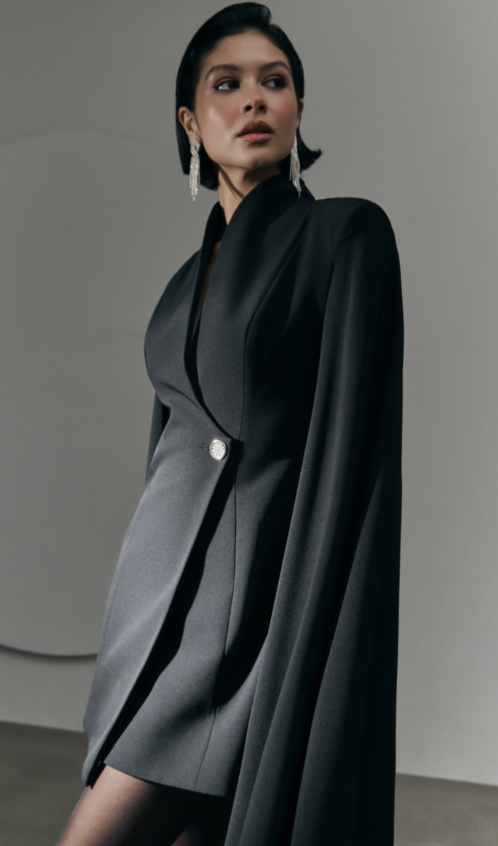 Mini Dress With Flared Sleeves In Black