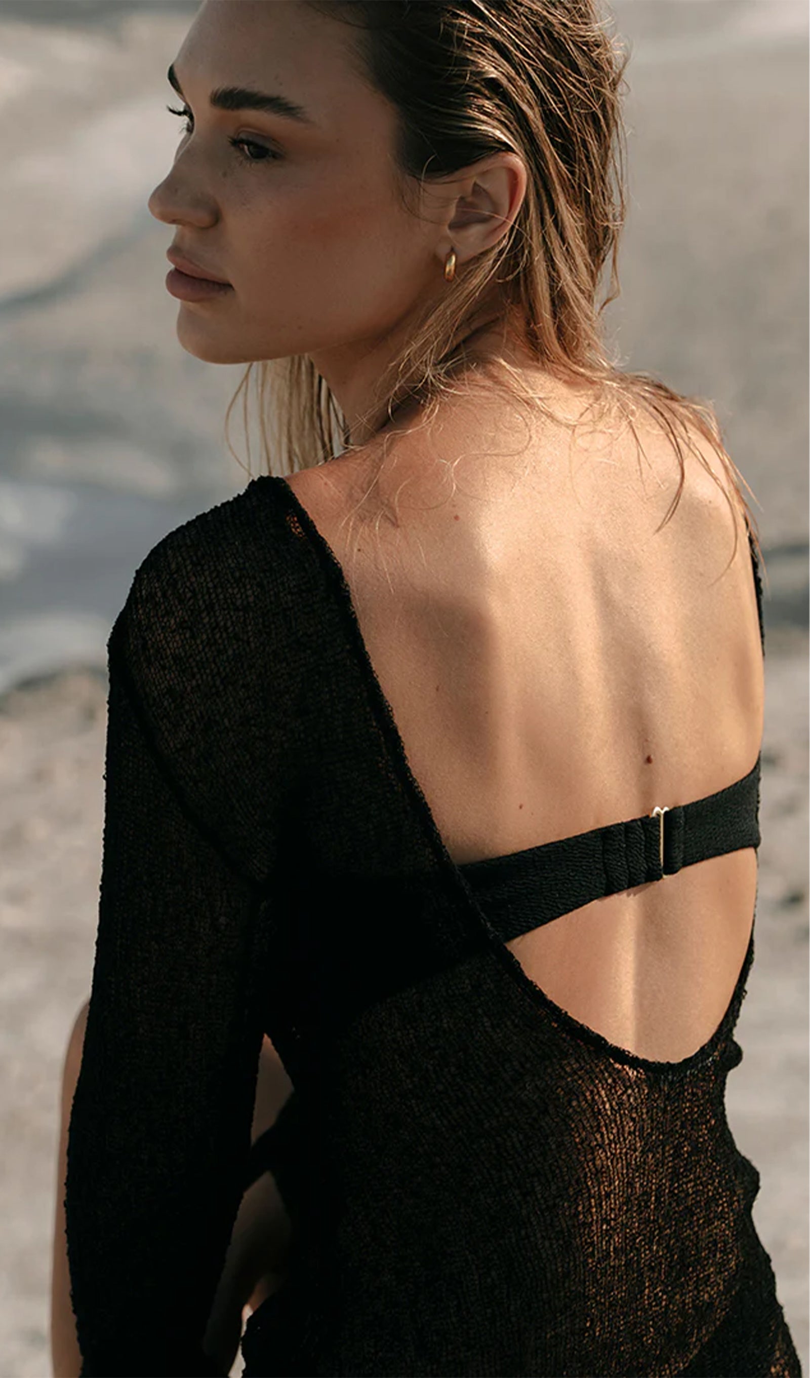 Knit Cover Up Backless Mini Dress