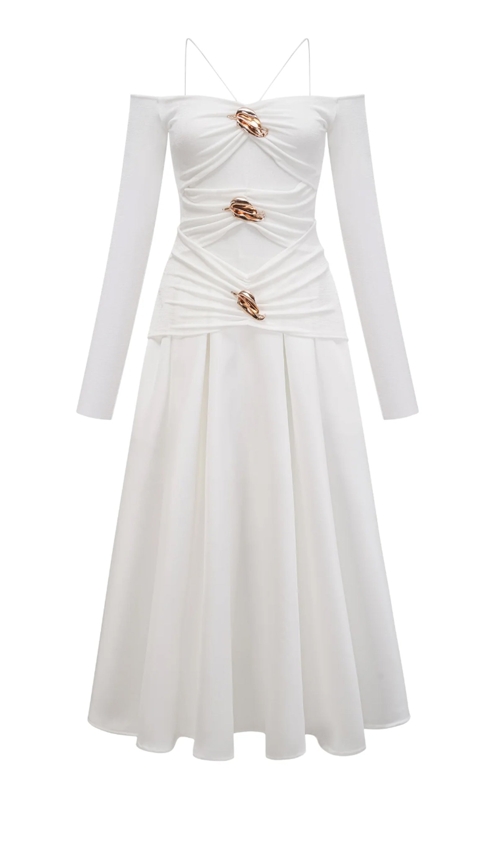 Off Shoulder Panelled Maxi Dress