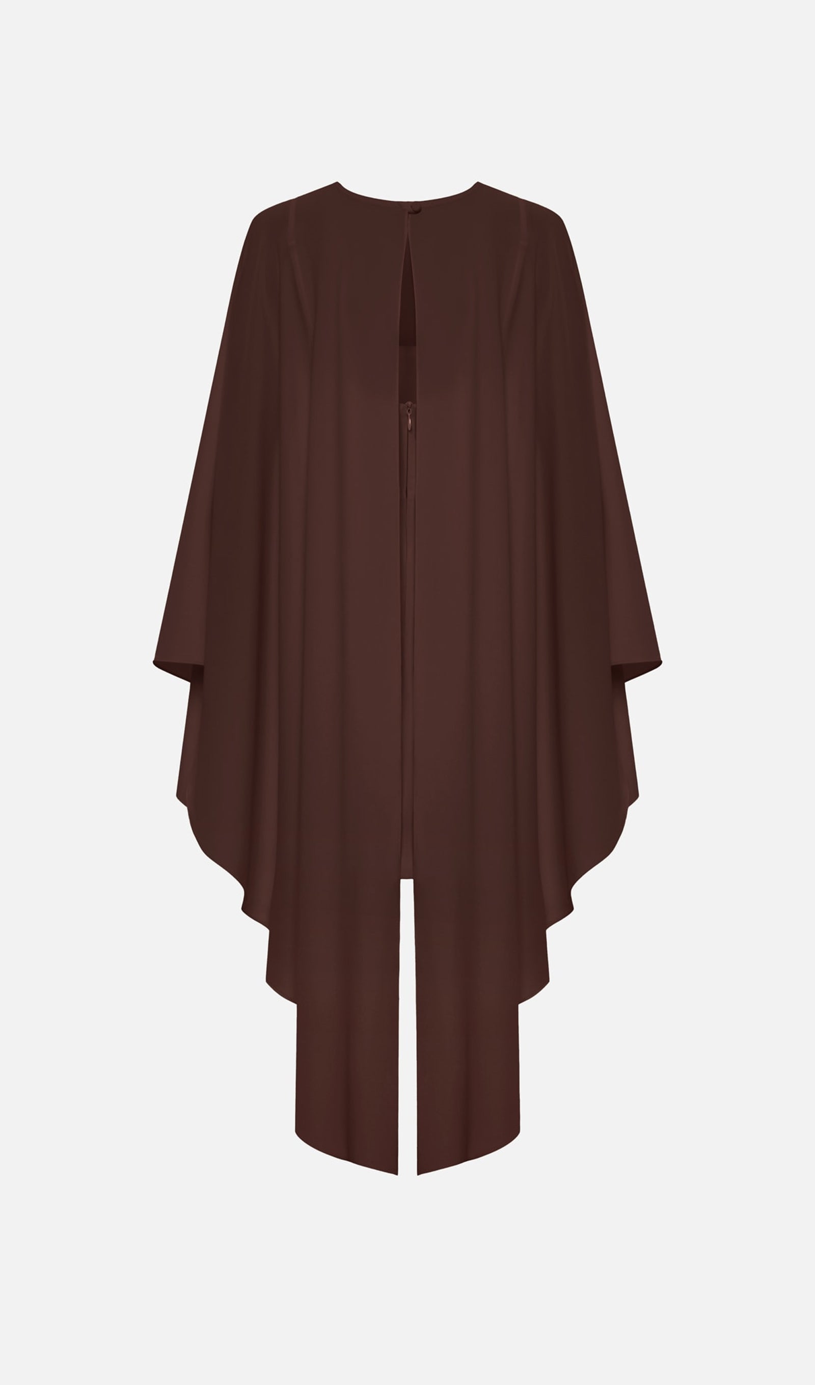 Mini Dress With Flowing Cape In Brown