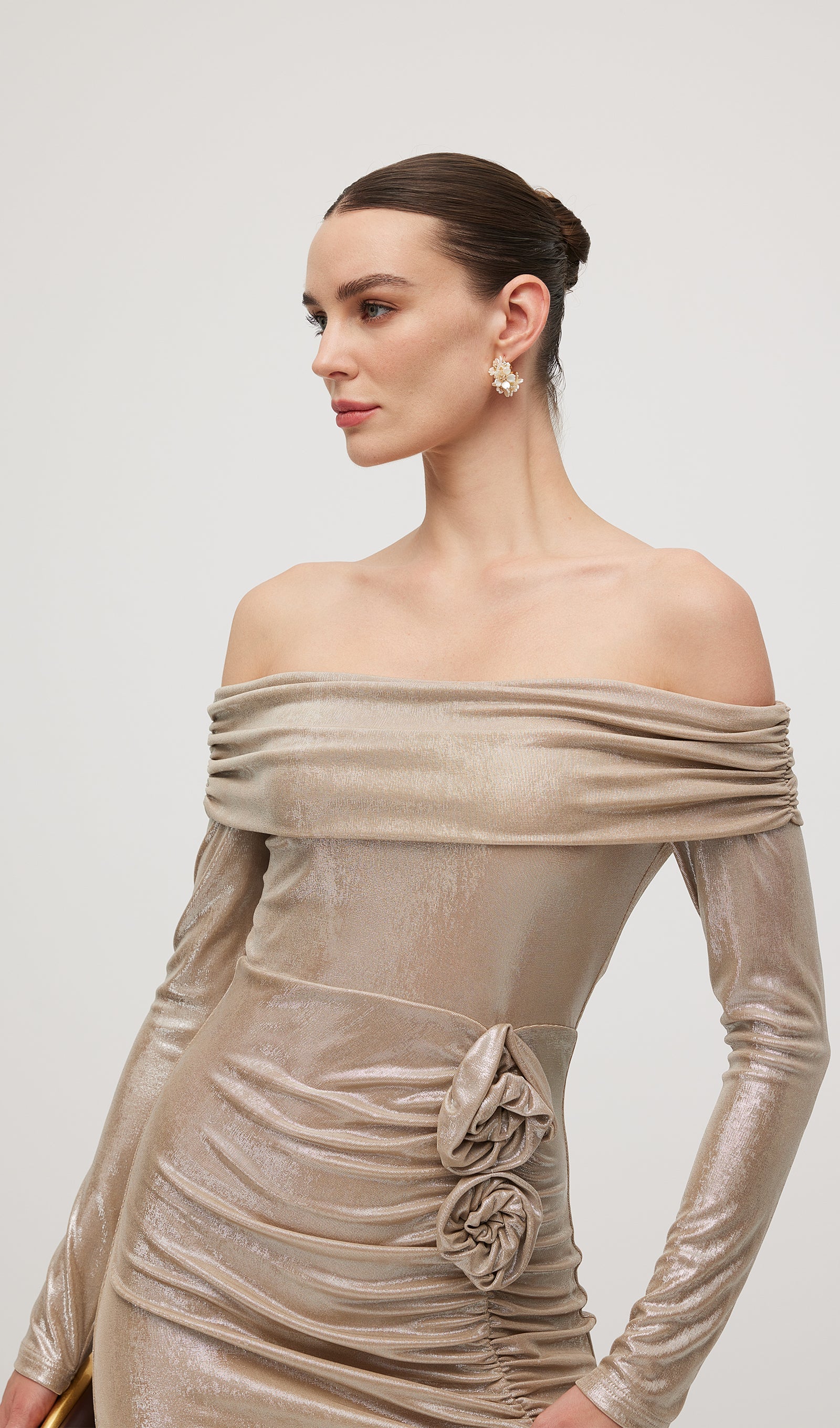 Off Shoulder Long Sleeve Mini Dress