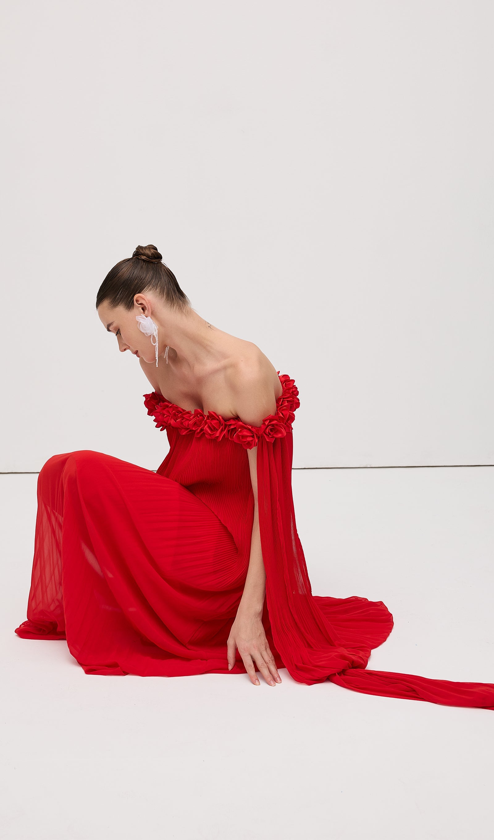 Off Shoulder Draped Maxi Dress