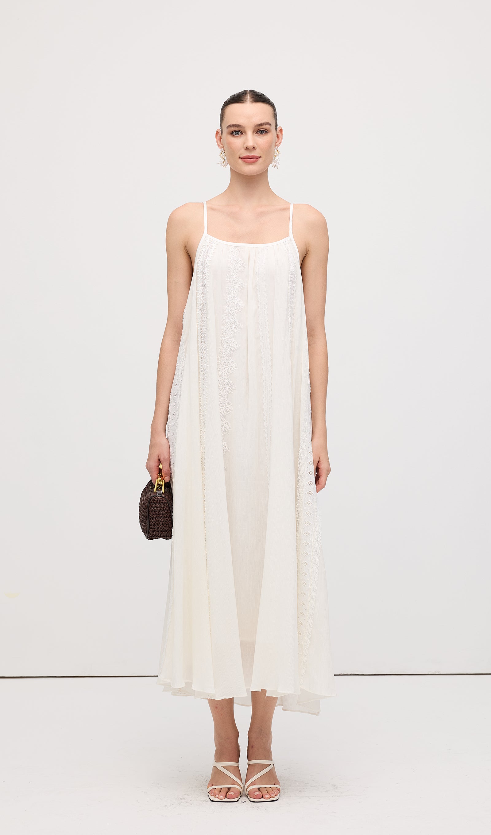 Embroidered Cotton And Linen Midi Dress