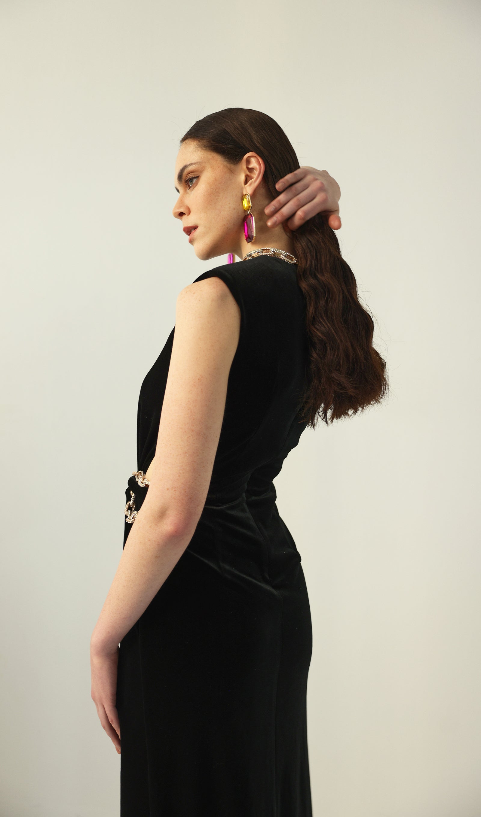 Embellished Velvet Split Maxi Dress