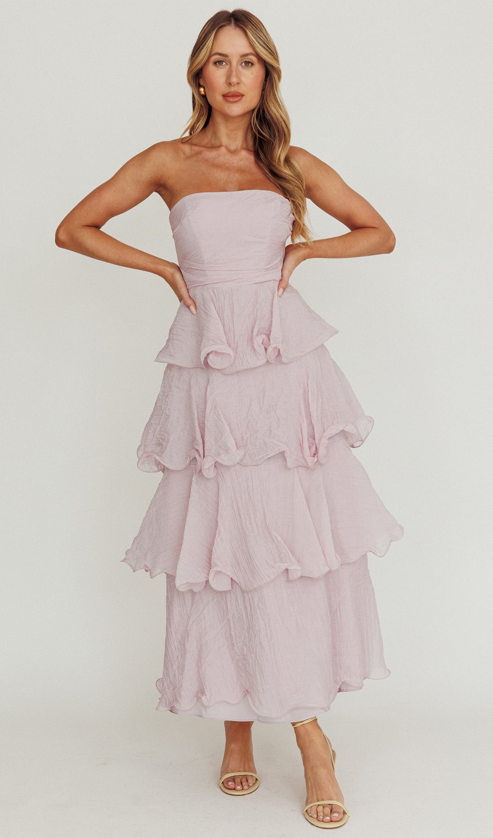 Strapless Layered Midi Dress