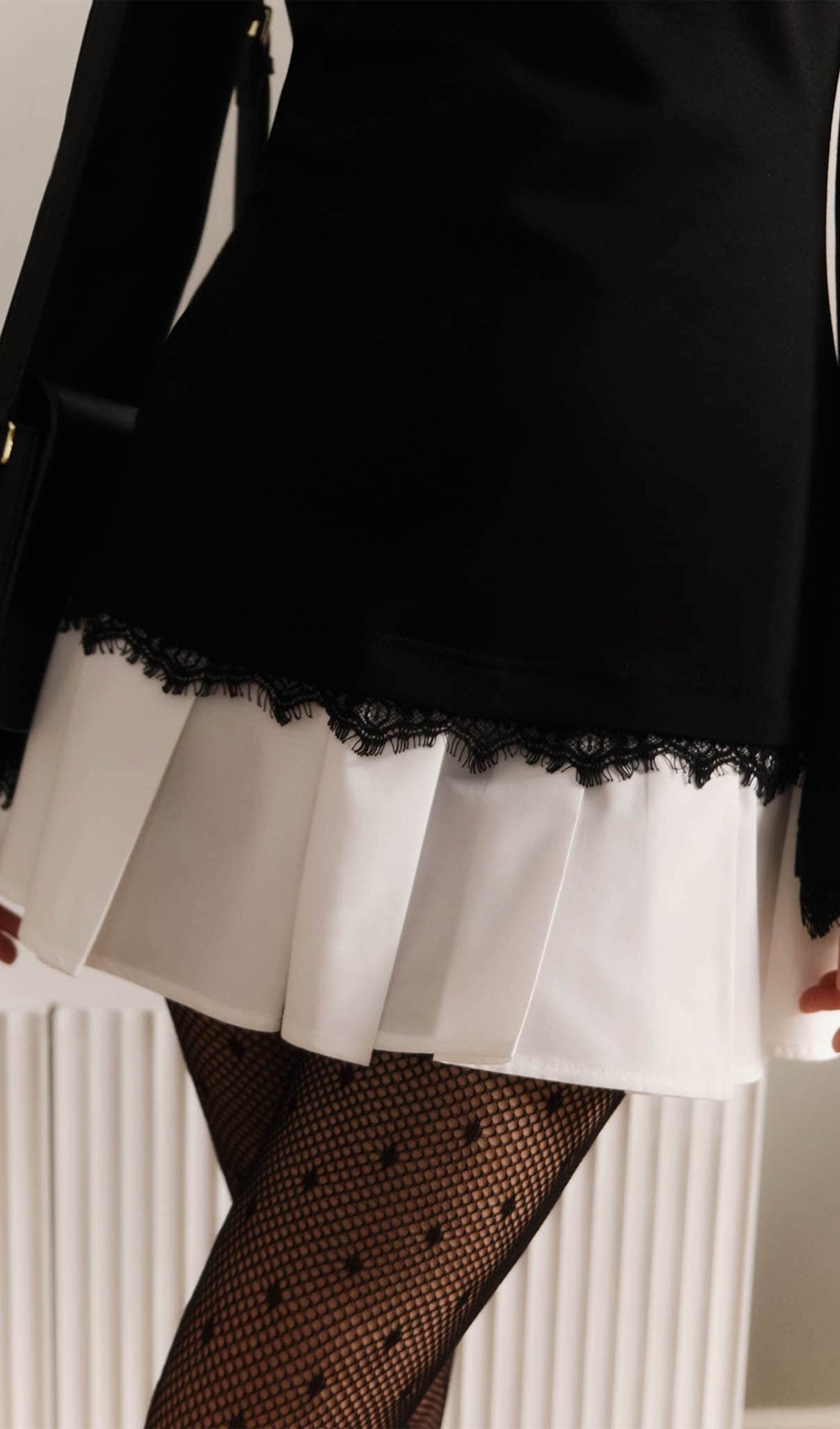 Shirt With Imitation Lace Decor Mini Dress