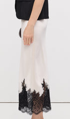Lace Satin Midi Skirt