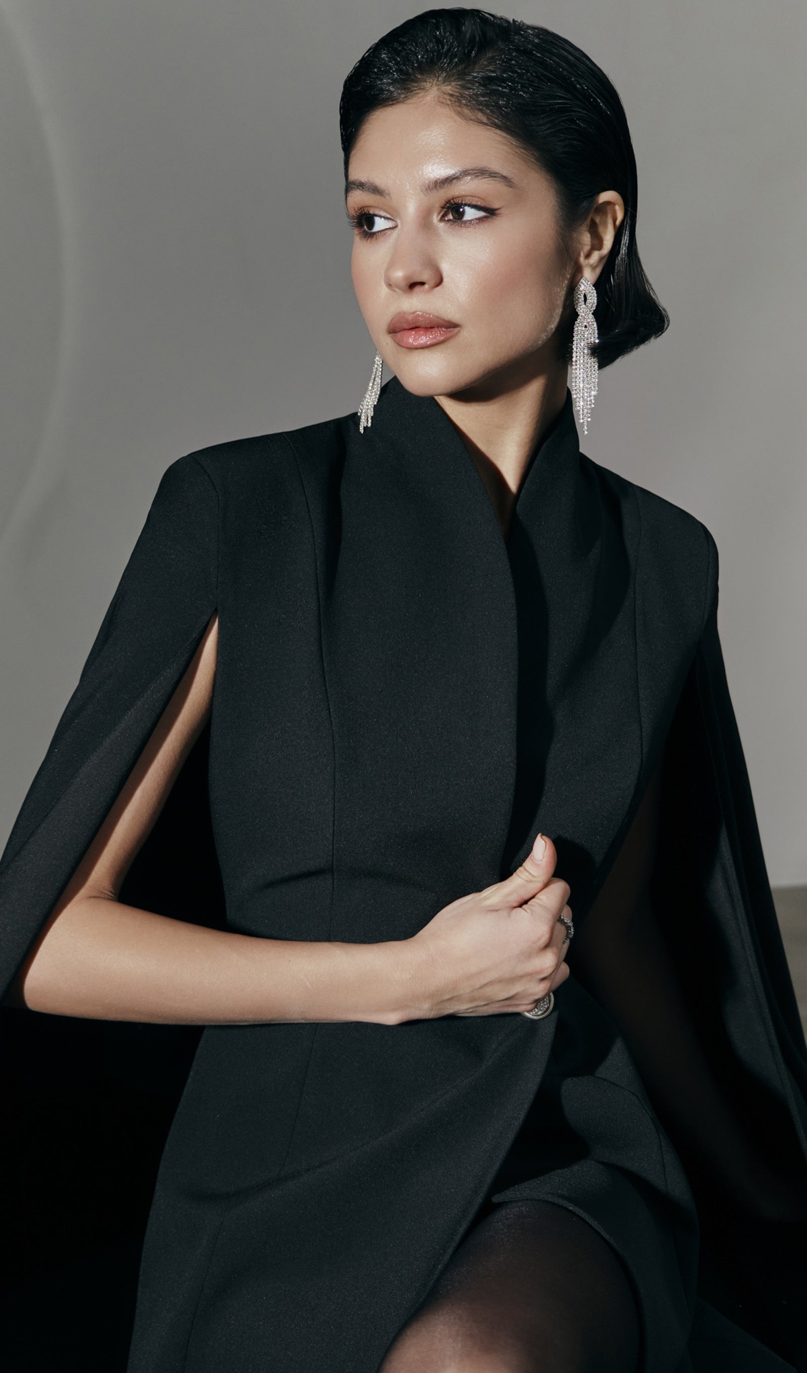 Mini Dress With Flared Sleeves In Black