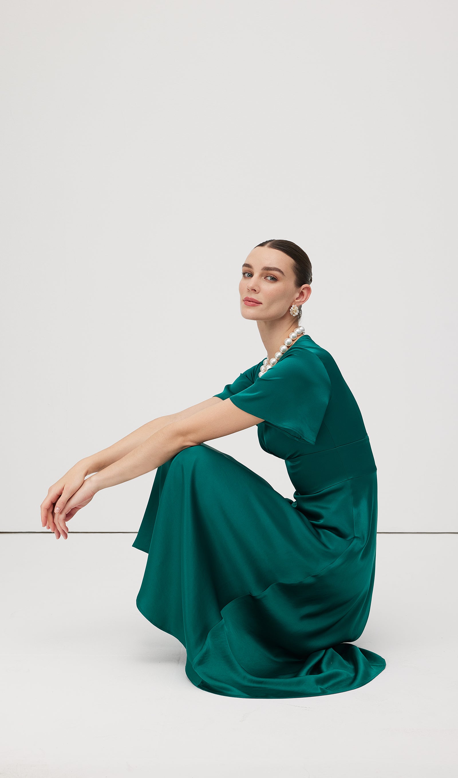 V Neck Evening Midi Dress