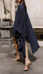 Mini Dress With Flowing Cape In Navy