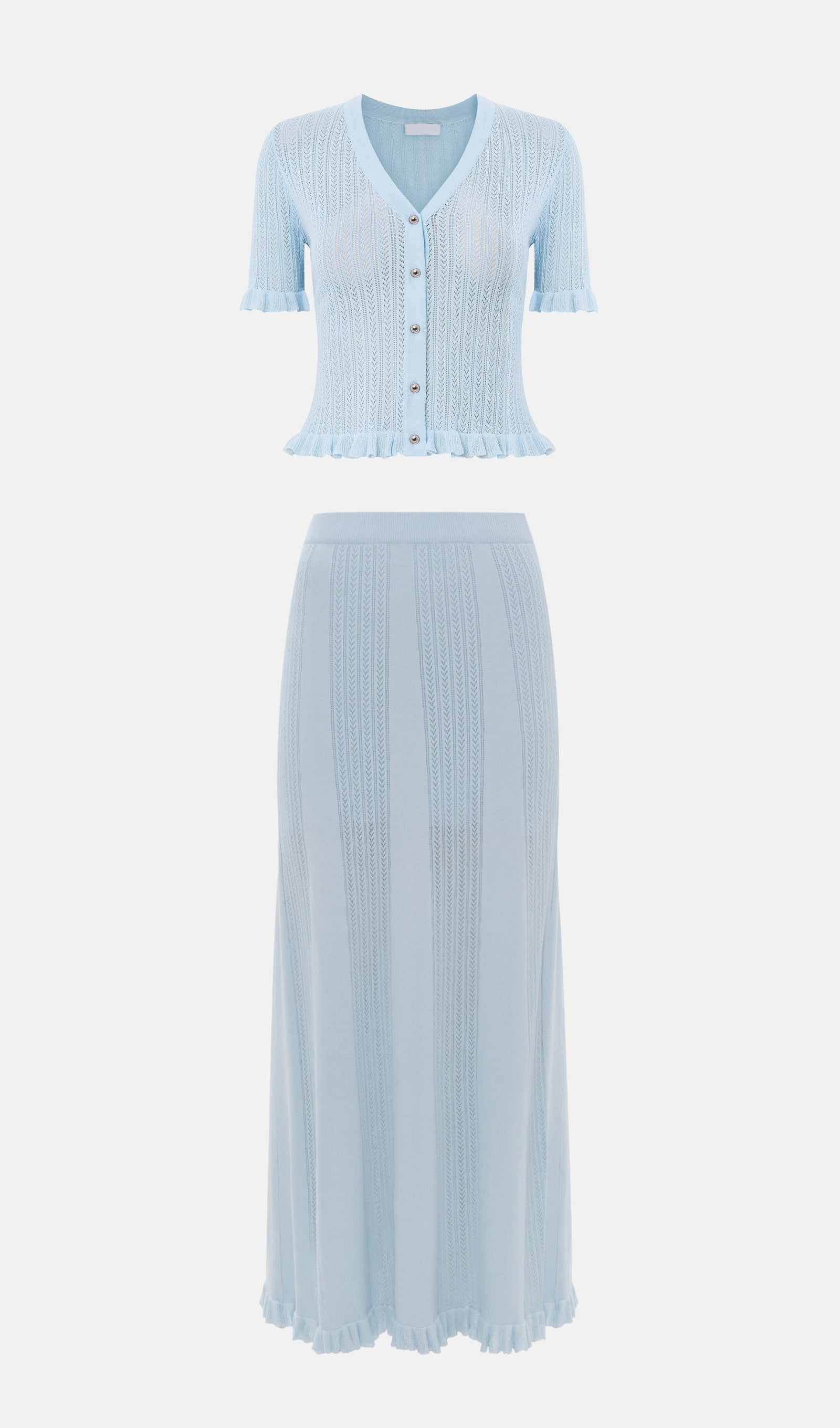 Openwork Jersey Maxi Skirt Sets In Baby Blue