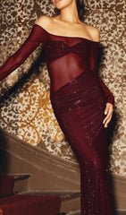 Diamante Off Shoulder Maxi Dress