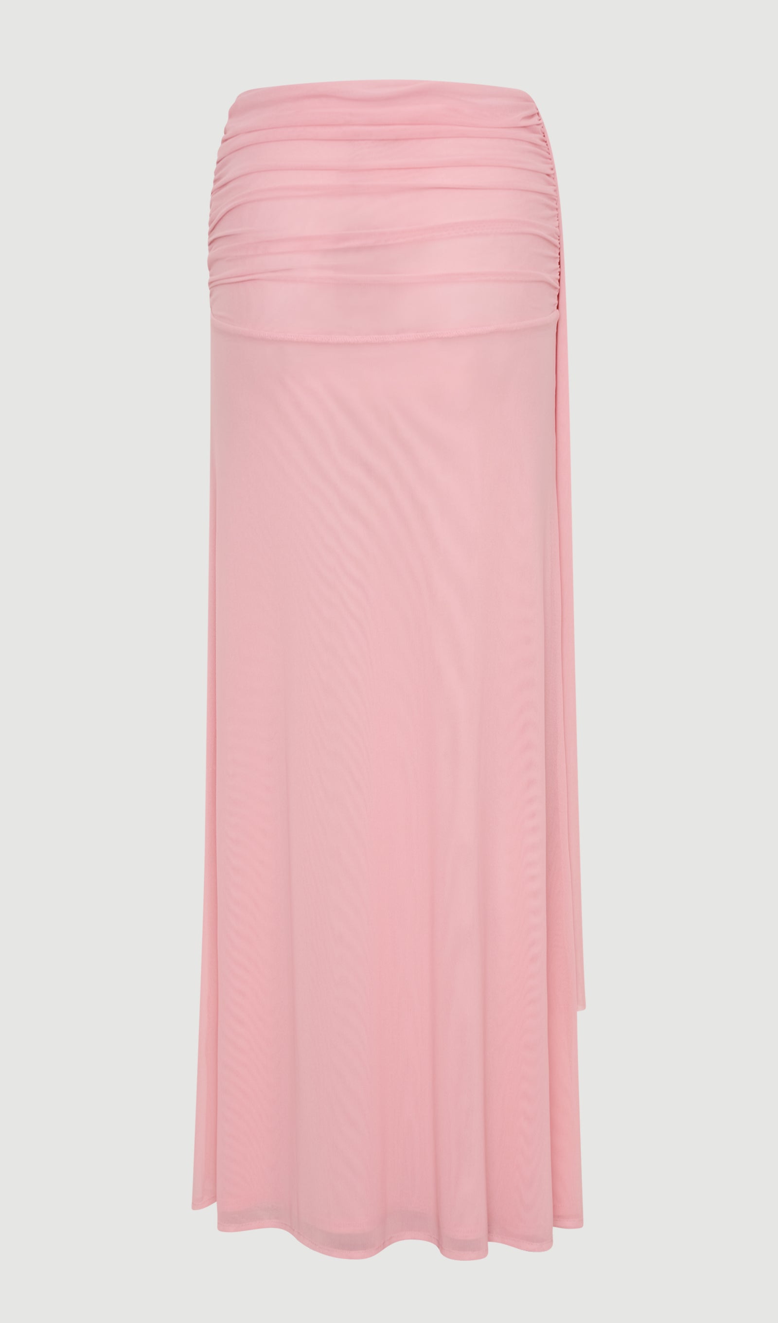 Mesh Top & Maxi Skirt In Pink