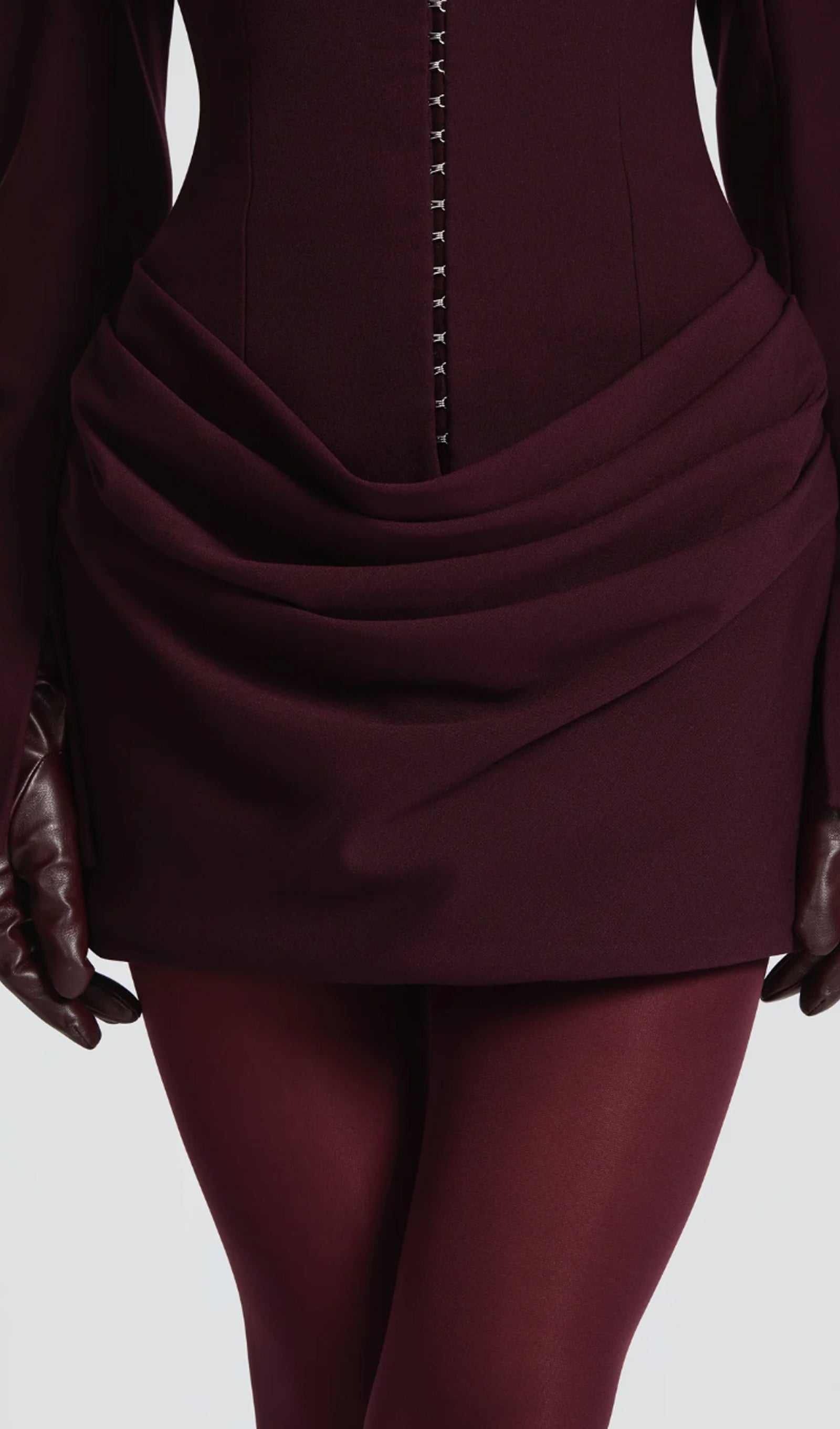 Suiting Pleated Mini Dress In Claret