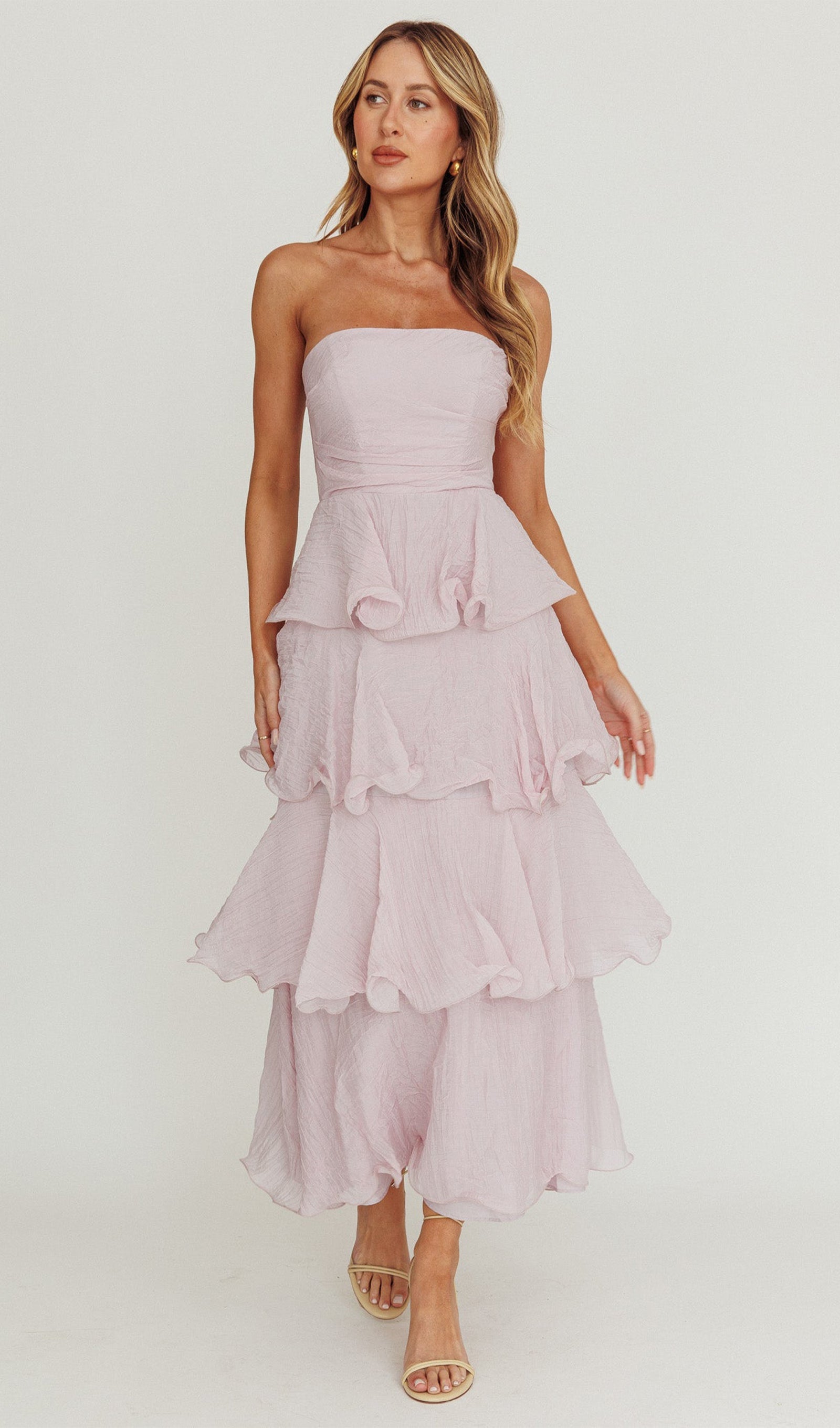 Strapless Layered Midi Dress