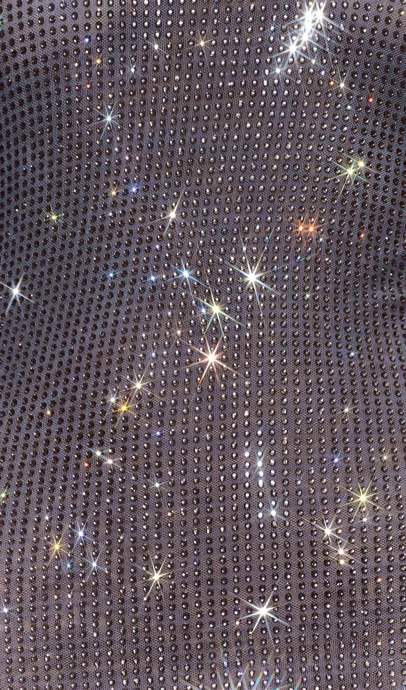 Diamante Long Sleeve Maxi Dress In Gunmetal