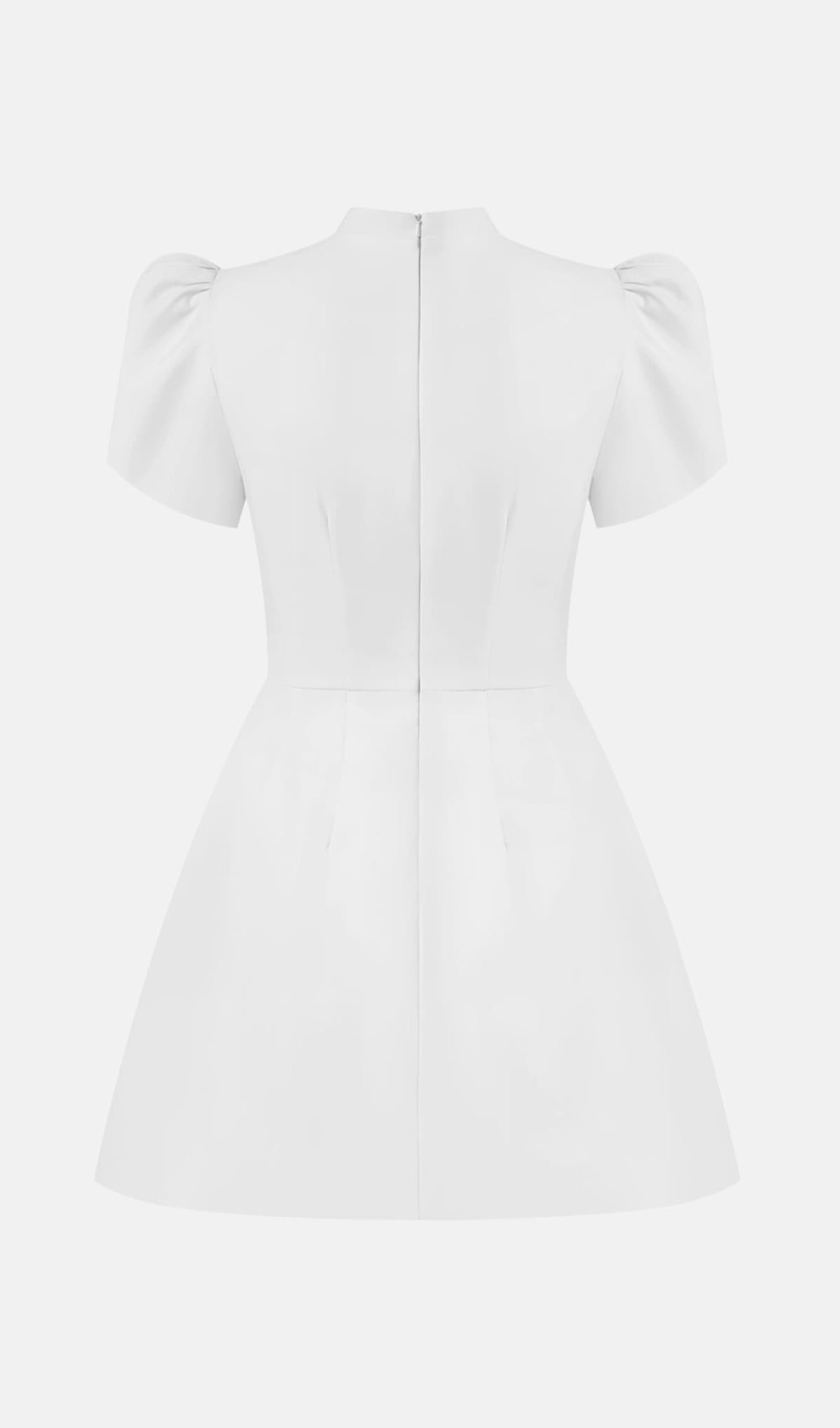 Mini Dress With High Collar In White