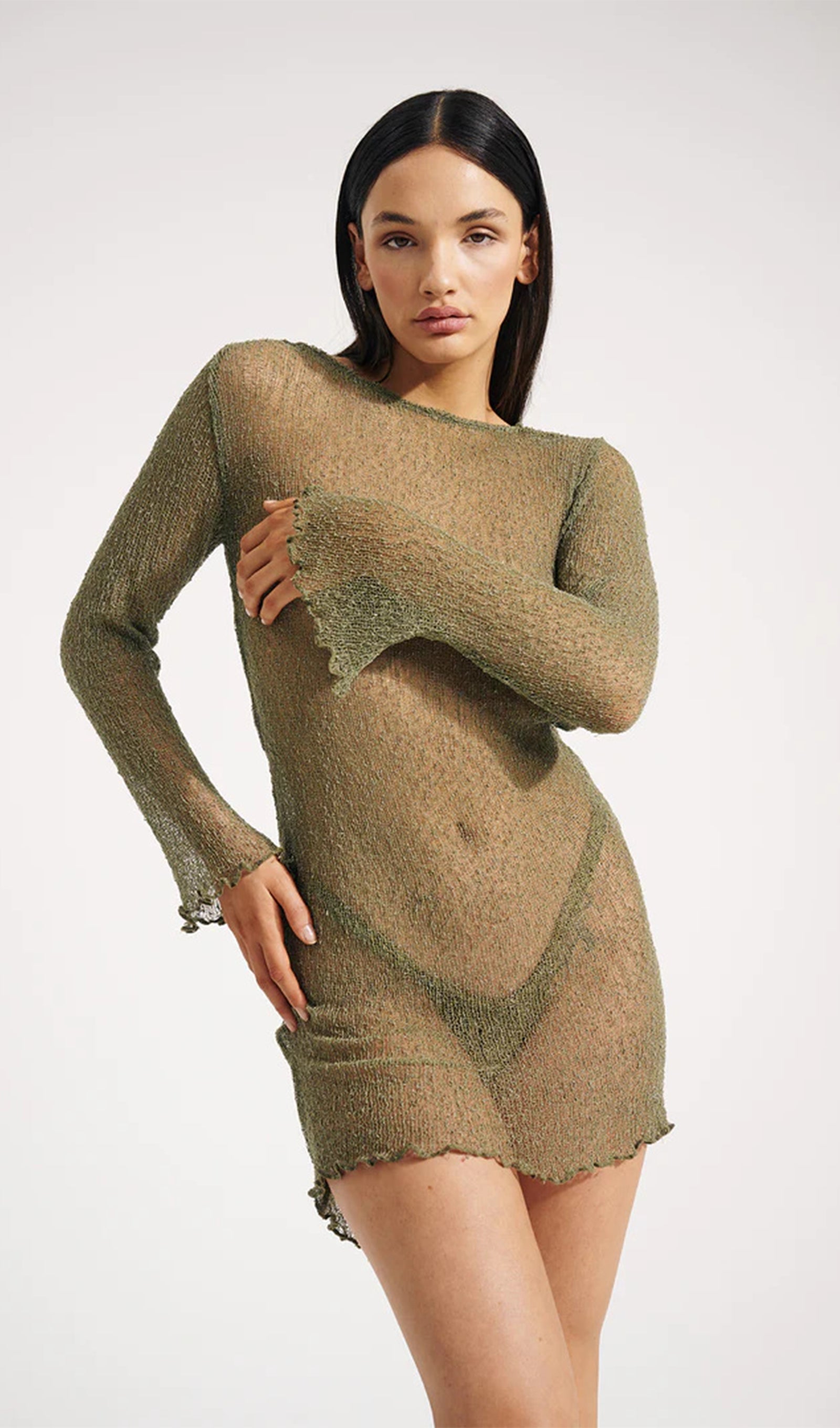 Knit Cover Up Backless Mini Dress
