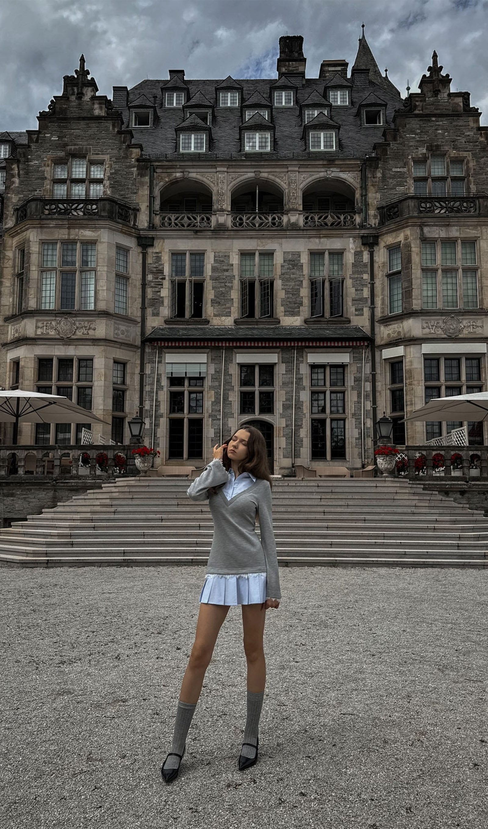 Shirt With Imitation Lace Decor Mini Dress