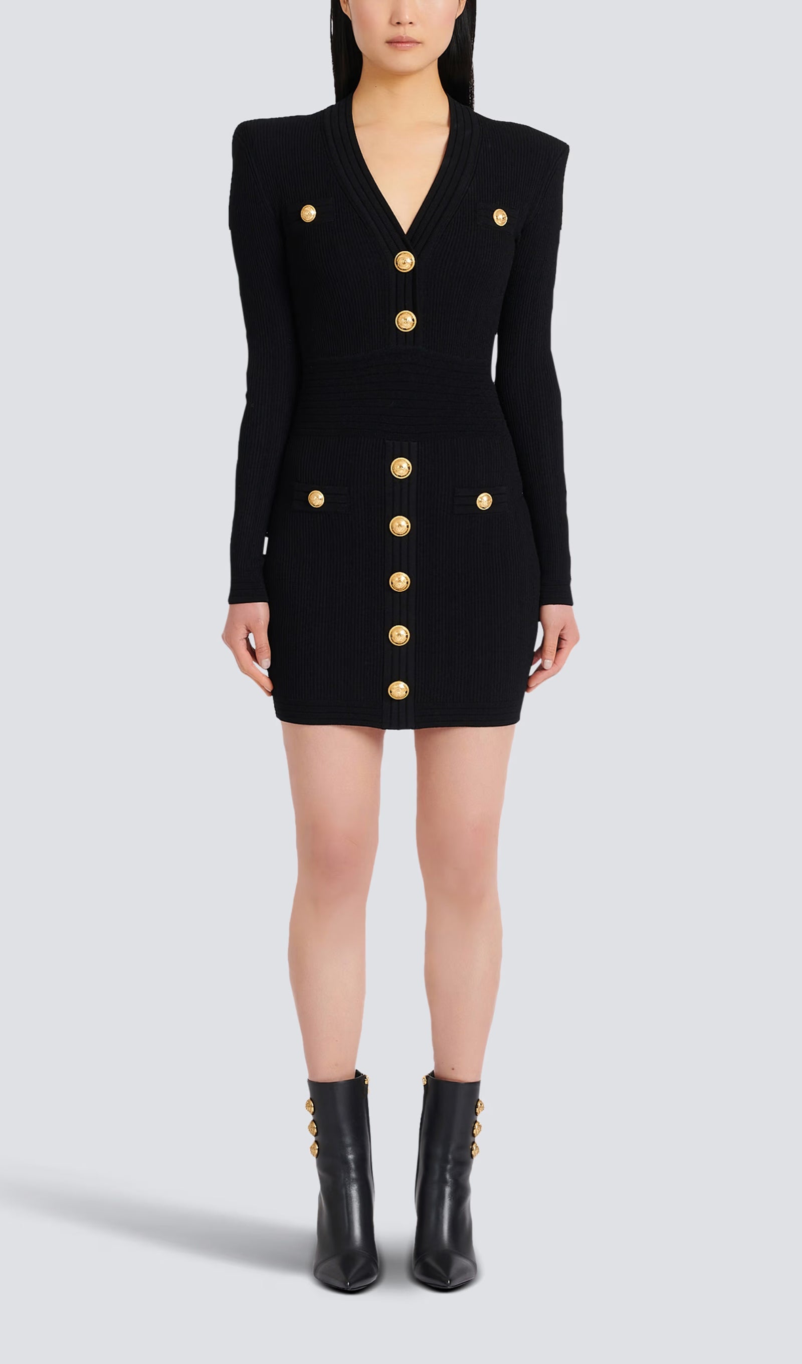 V Neck Knitted Mini Dress