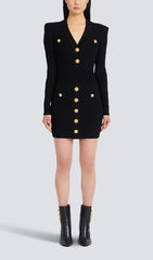 V Neck Knitted Mini Dress