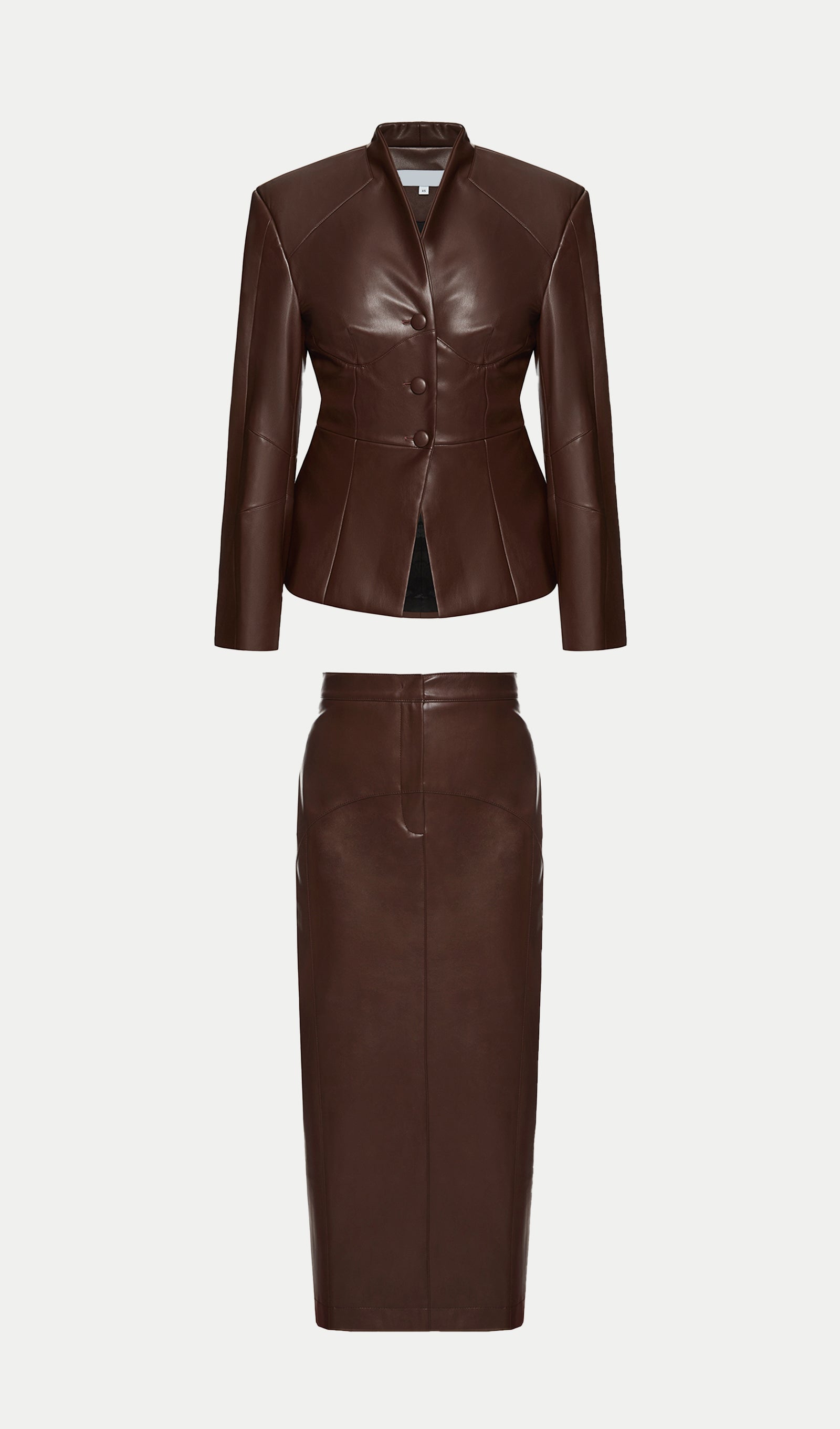 Faux Leather Jacket & Midi Skirt Set