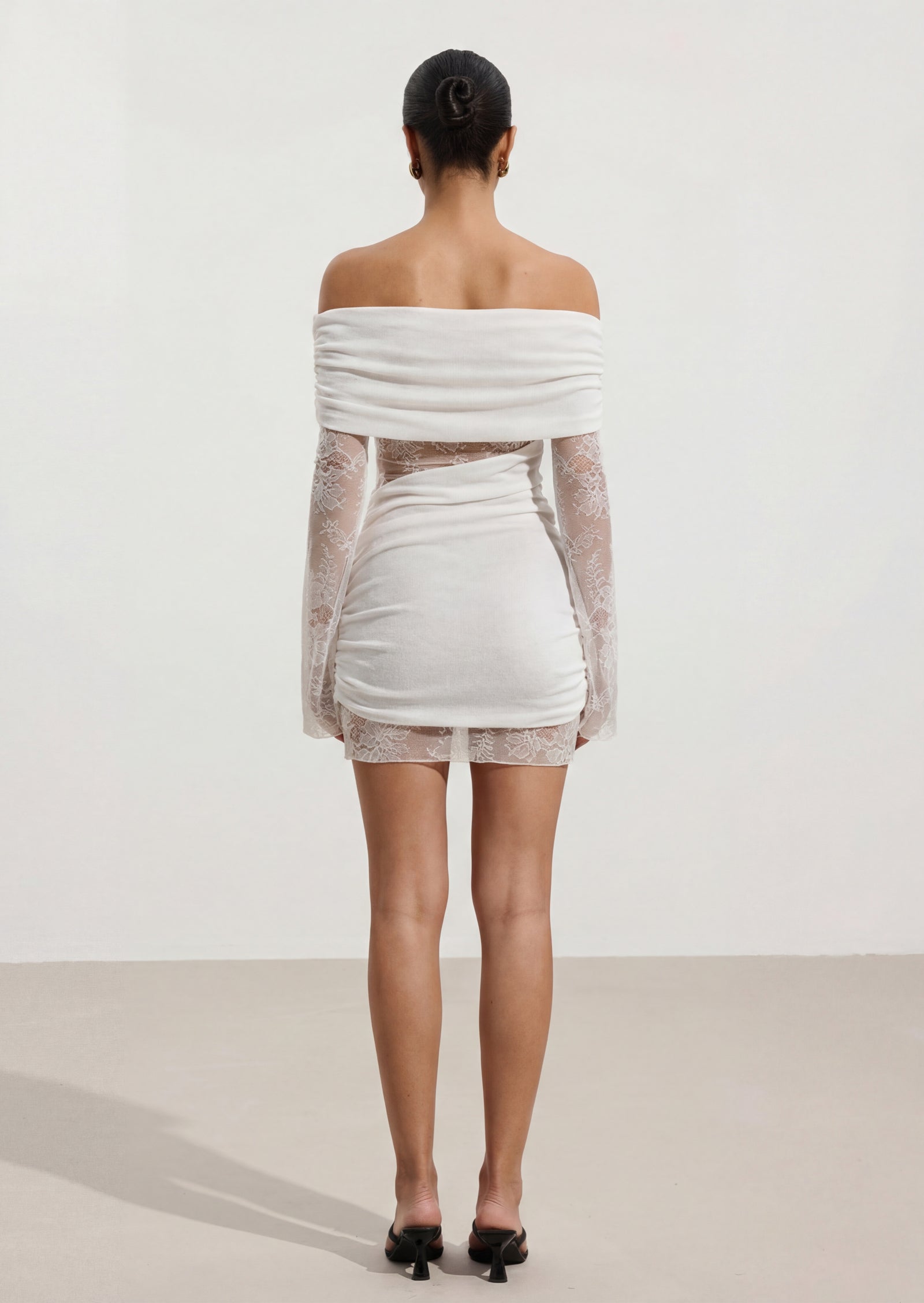 Lace Knit Mini Dress In Ivory