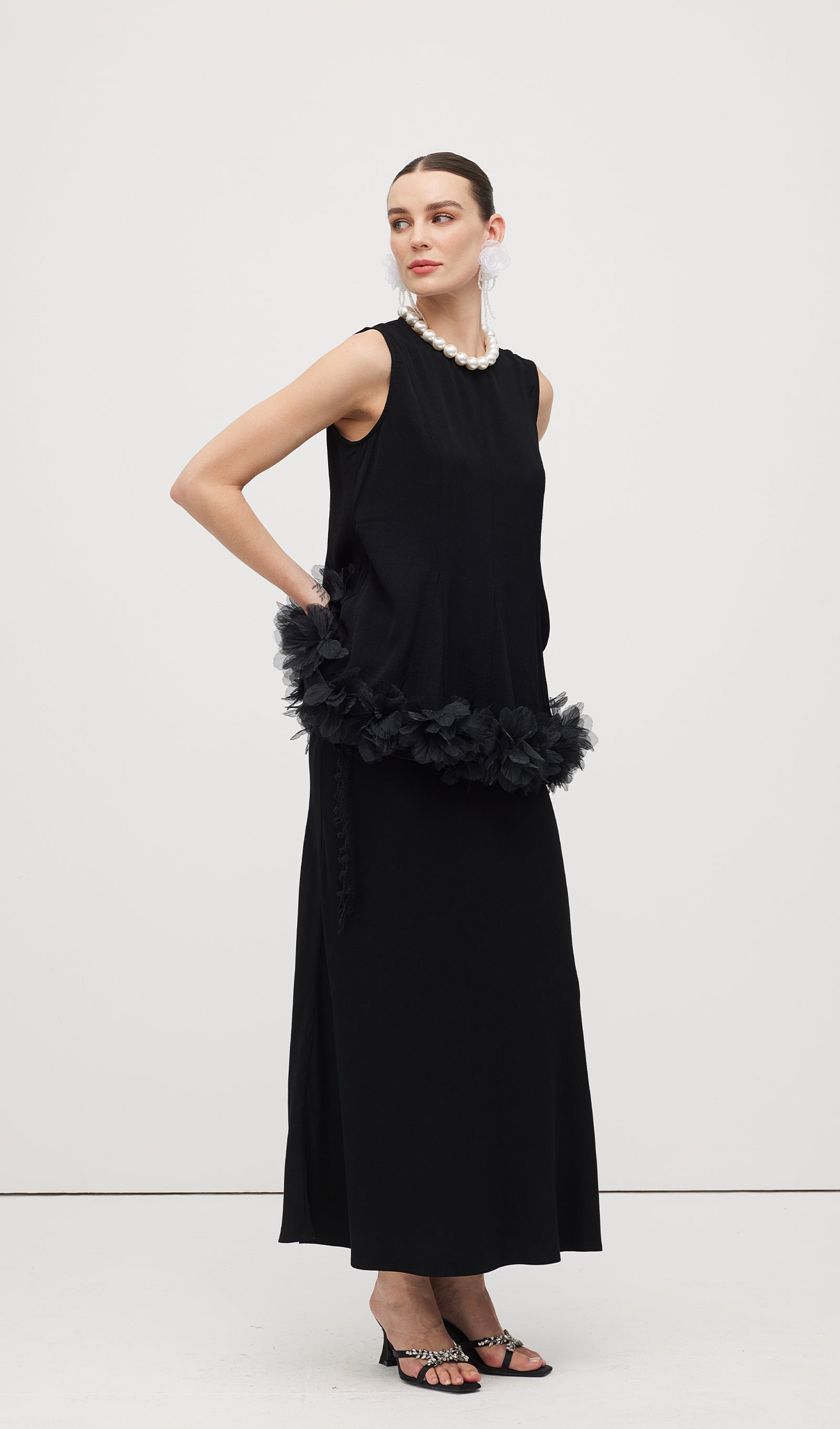 Sleeveless Ruffle Maxi Dress Sets