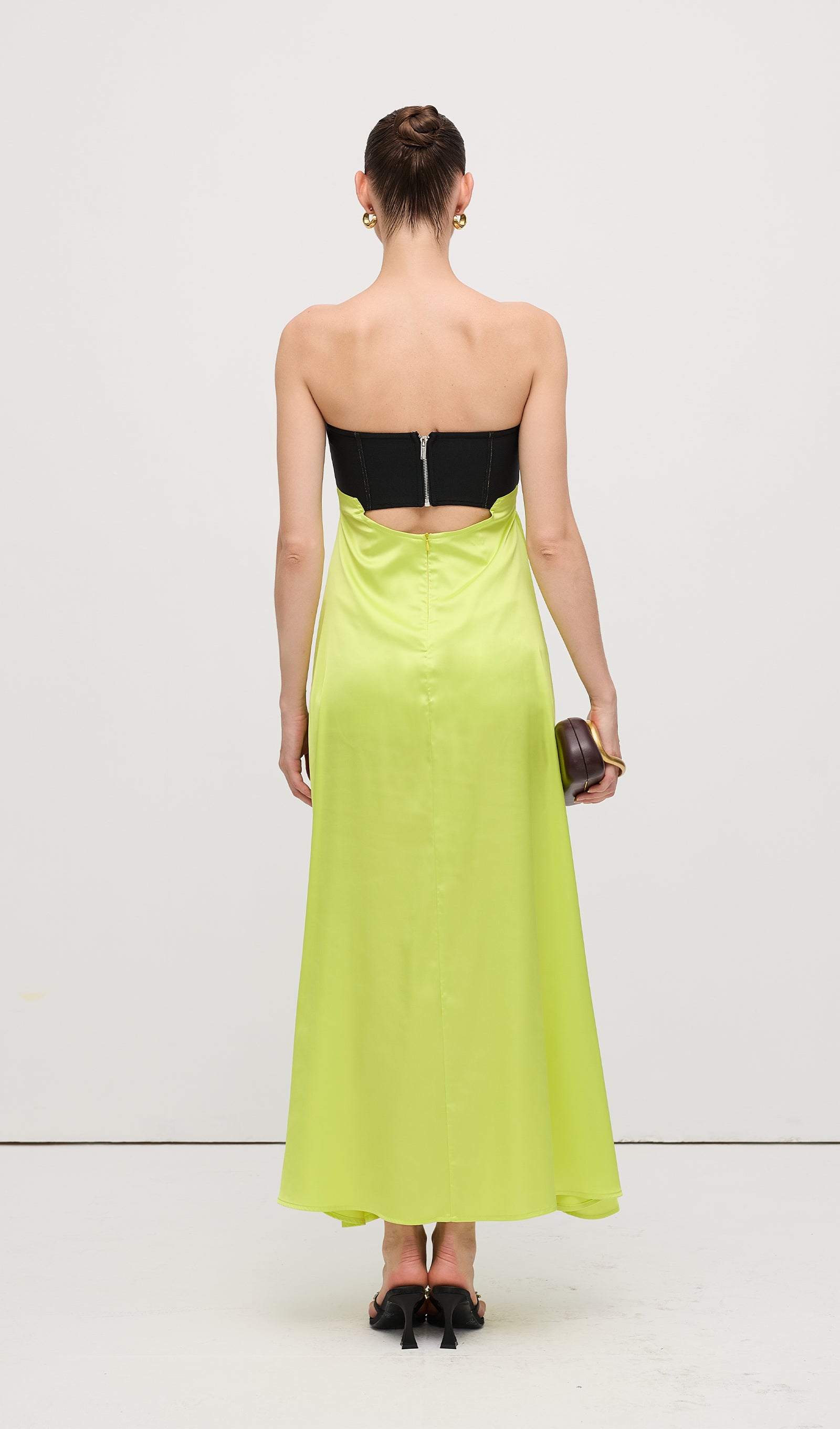 Corsetry Inspired Strapless Maxi Dress