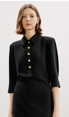 Single-Breasted Fitted Midi Shirt Dress