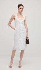 Solid Eyelet Sleeveless Midi Dress
