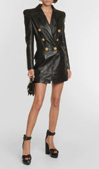 Leather Blazer Mini Dress In Black