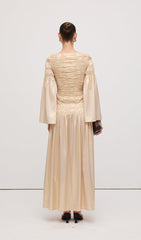 Metallic Elasticated Gathers Maxi Dress In Solid