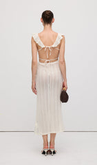 Ruffle Backless Knit Midi Dress