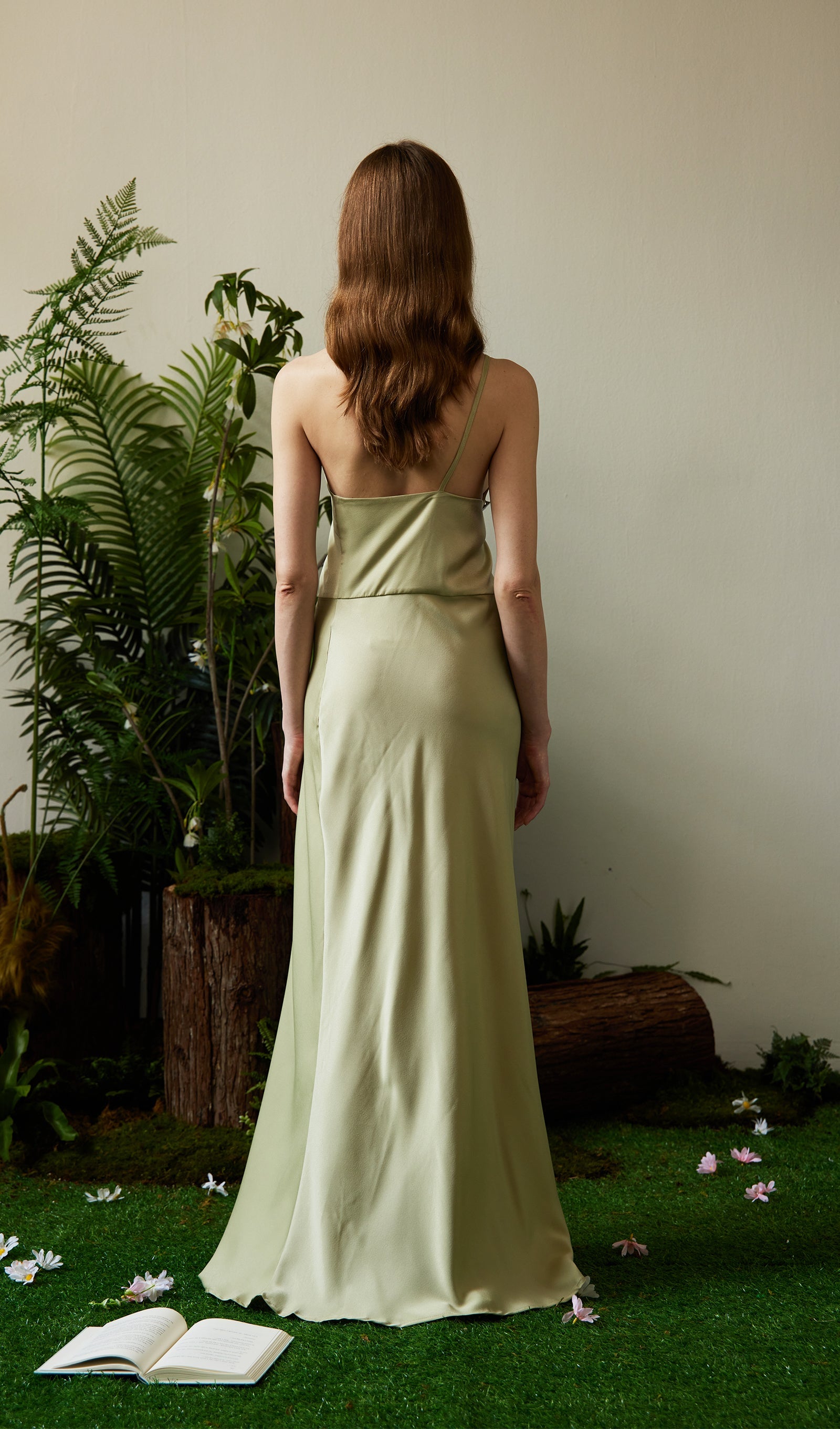 Satin Single Shoulder Strap Maxi Dress