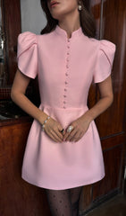 Mini Dress With High Collar In Pink
