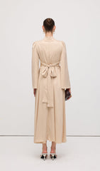 Solid Satin Long Sleeve Maxi Dress
