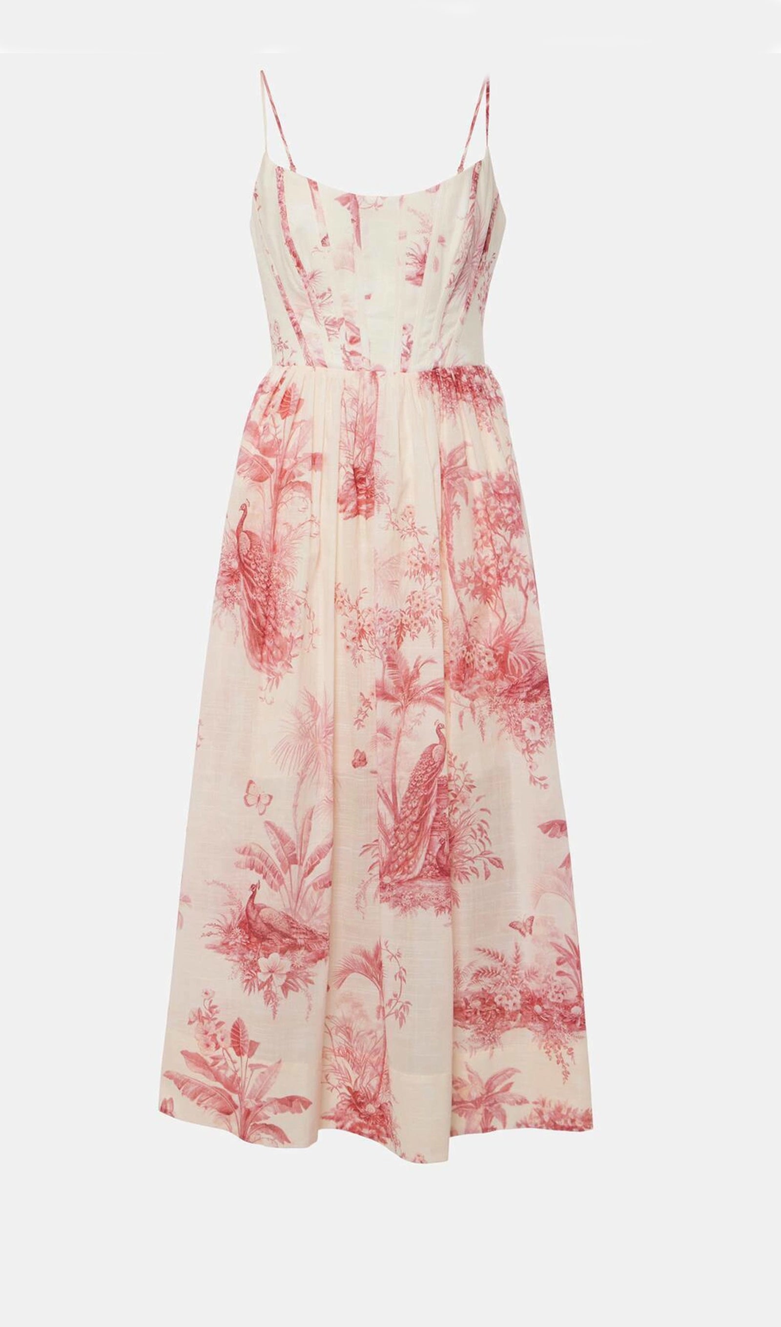 Printed Poplin Midi Corset Dress