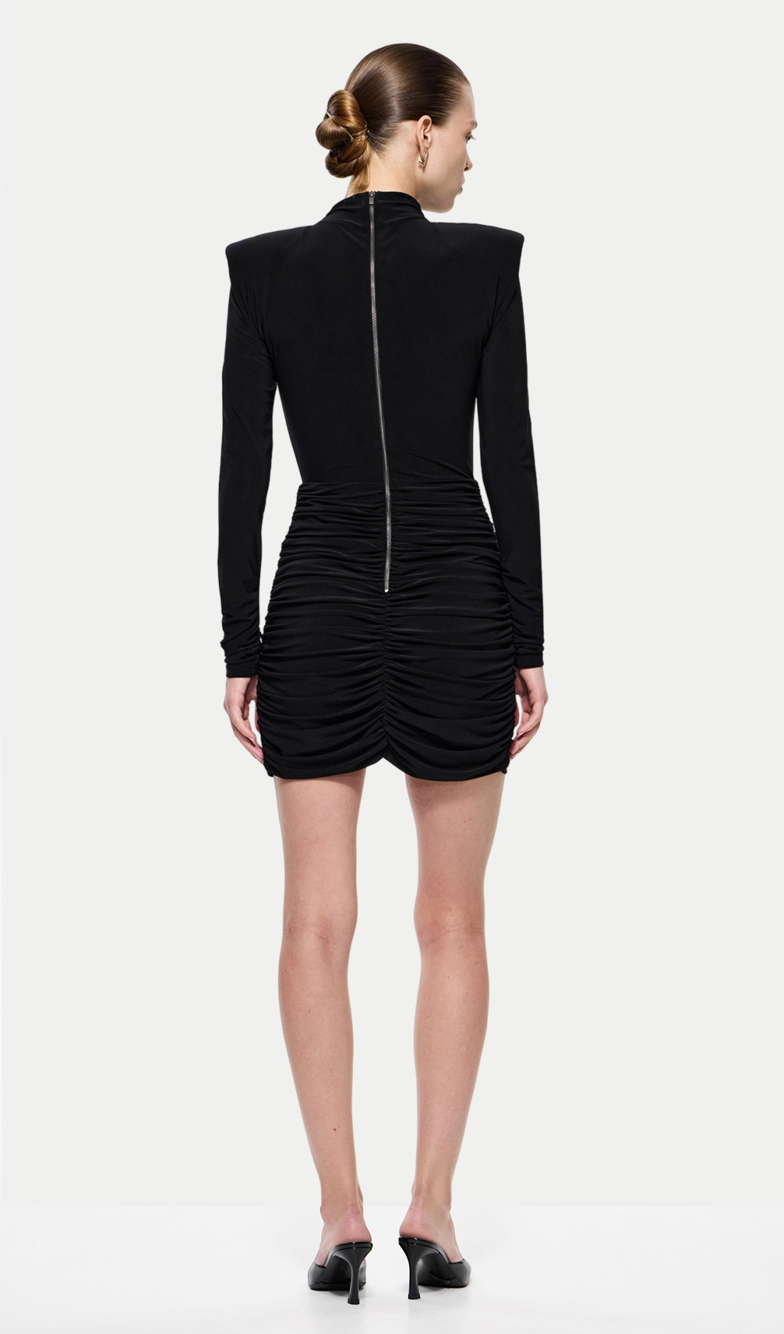 Jersey Cutout Draped Mini Dress In Black