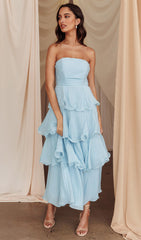 Strapless Layered Midi Dress