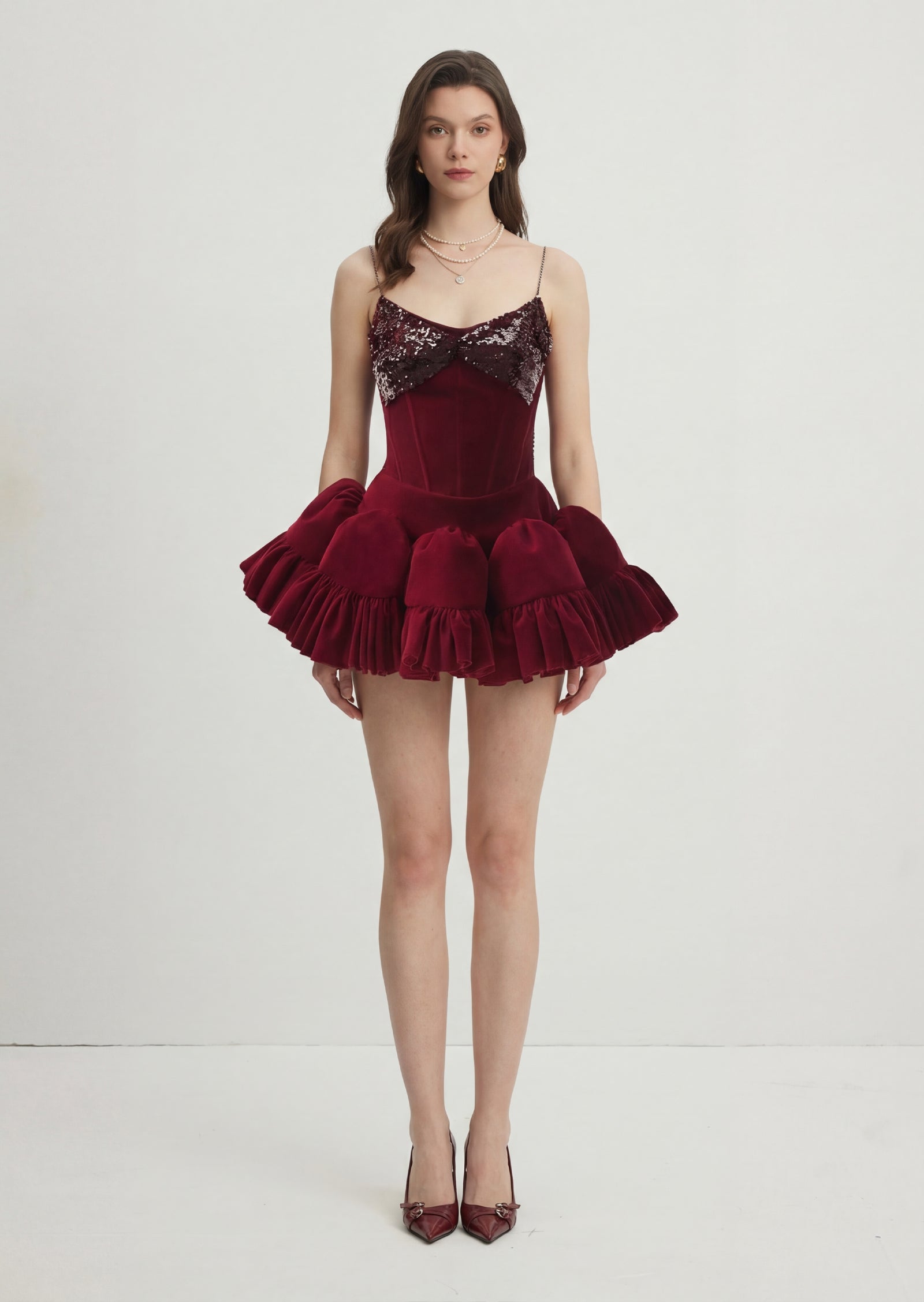 Sequined Velvet Sleeveless Mini Dress