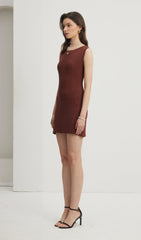 Mayok Open Back Mini Dress Coffee