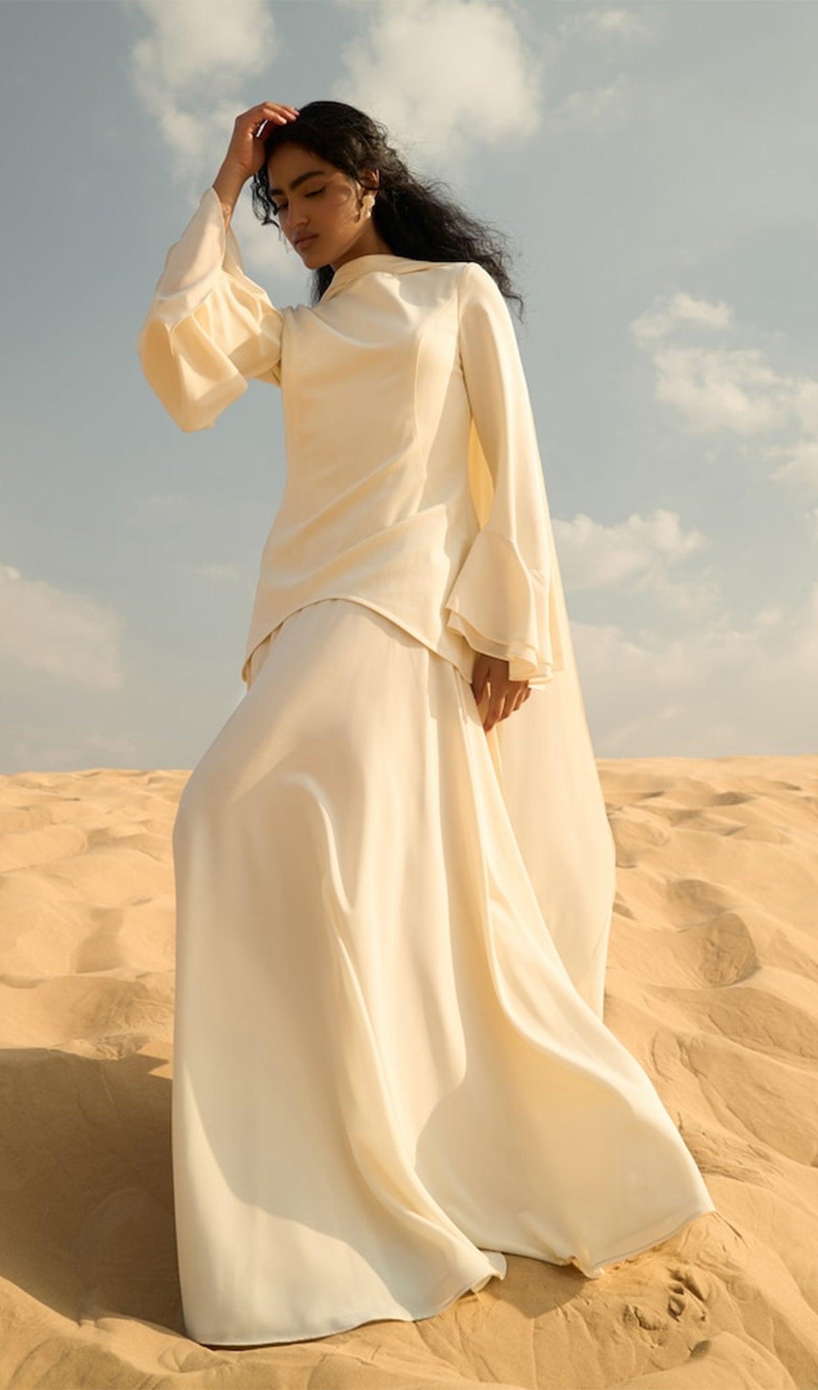 Asymmetrical Draped Bodice Ruffle Maxi Dress