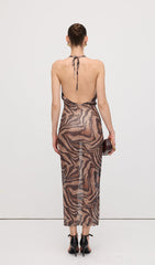 Halter Rhinestone Maxi Dress