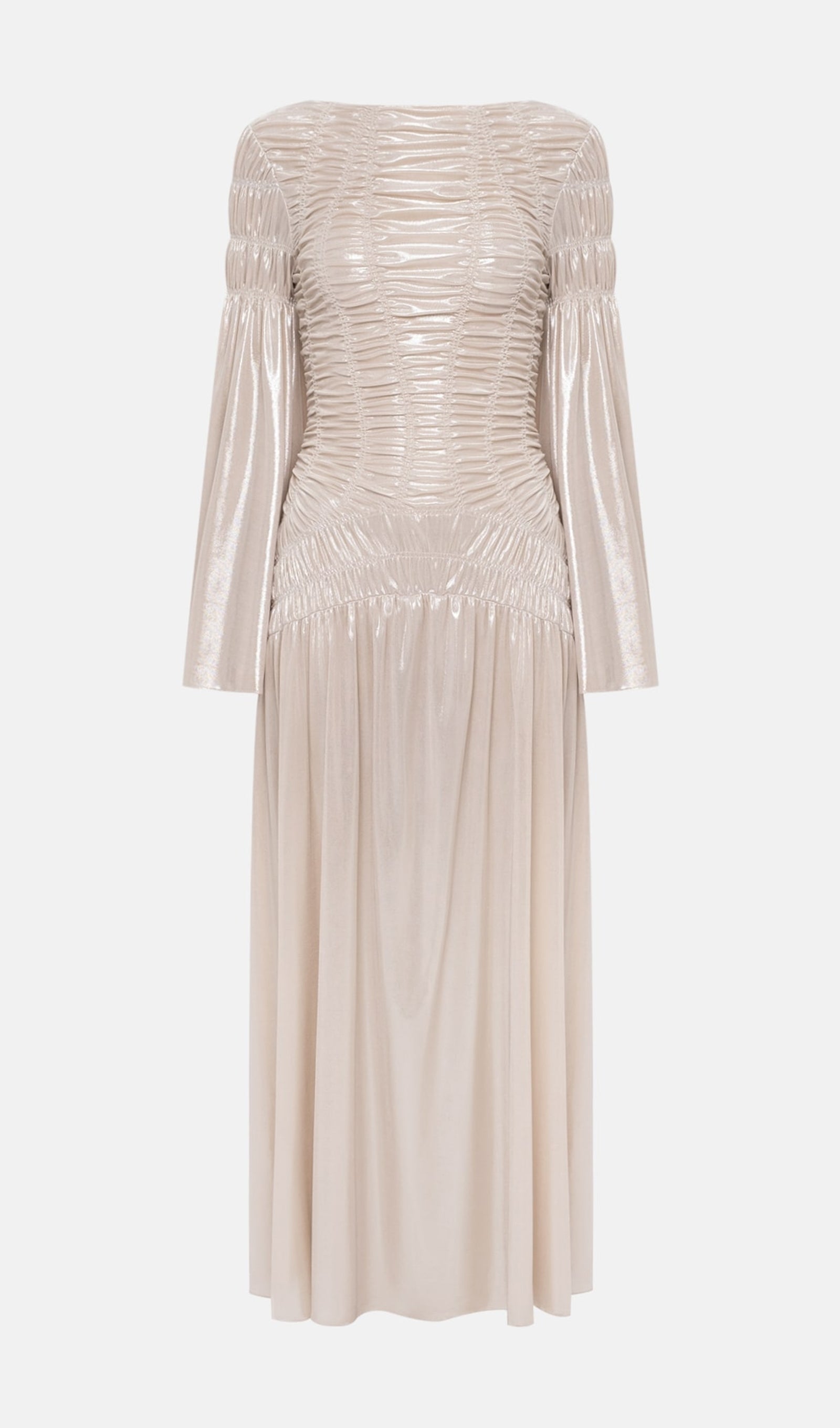 Metallic Elasticated Gathers Maxi Dress In Solid